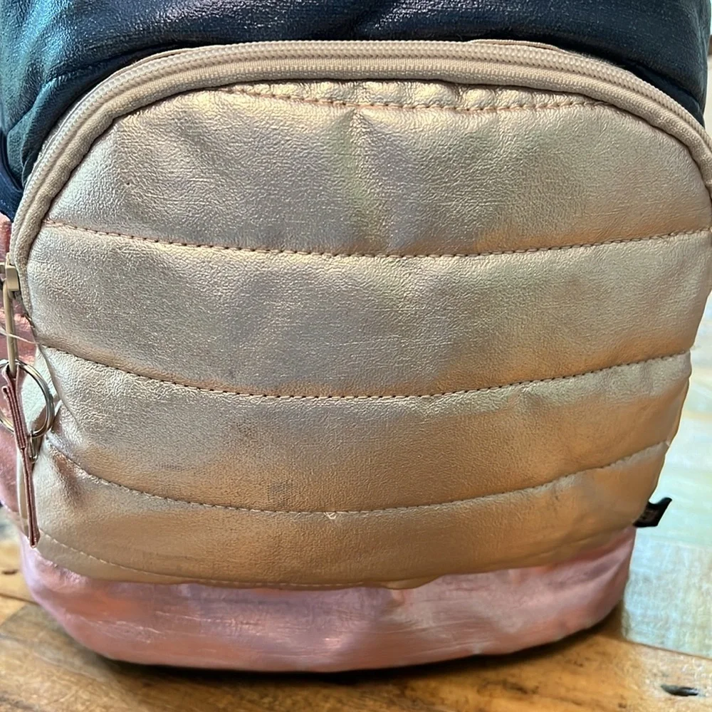 Gap kids blue gold pink metallic backpack. EUC weathered look travel vacation